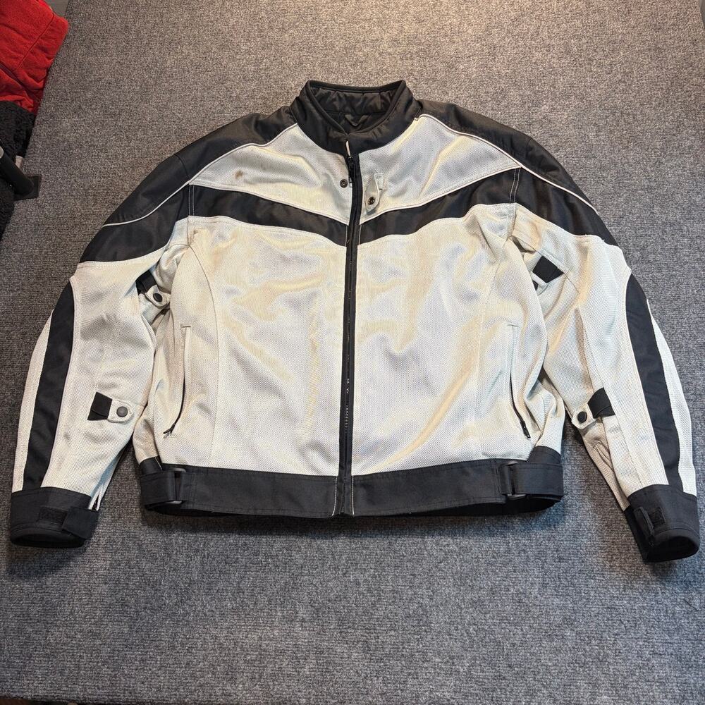 BILT Mens 3XL Gray Black Armored Mesh Textile Motorcycle Jacket Zip Out Liner